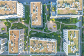 Luftansicht- Wohnensemble - Wohnen im begehrten Maximilians Quartier: Moderne 2-Zimmer Wohnung mit Balkon & TG-Stellplatz