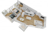 Bezugsfreie Loft-Wohnung in Architektenhaus in Wilmersdorf inkl. Aufzug, Tiefgarage, eigenem Park!! - 3D-Grundriss