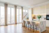 Visualisierung Küchen-/Essbereich - Rooftop-Terrasse und Fernsehturmblick: 4,5 Zimmer Dachgeschosswohnung im Winsviertel Prenzlauer Berg