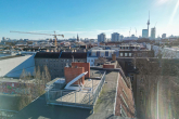 Dachterrasse Luftaufnahme - Rooftop-Terrasse und Fernsehturmblick: 4,5 Zimmer Dachgeschosswohnung im Winsviertel Prenzlauer Berg