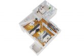 Stilvolles Wohnen mit Townhouse-Flair: Maisonette-Wohnung mit Loggia dicht am Rüdesheimer Platz - 3D-Grundriss OG